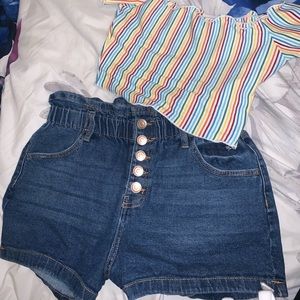 High waisted denim shorts